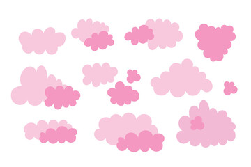 Pink cloud, cloud's set, cloud icon vector set, different shapes. Clouds collection. Vector art illustration EPS 10 isolated