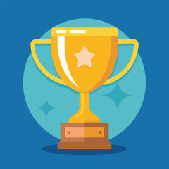 Trophy Flat Design Education Icon with Side Shadow