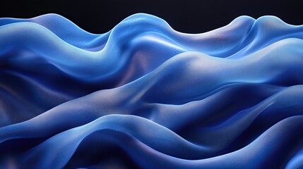 Obraz premium Wallpaper with wave and fabric design, blue lines and material texture, creative poster art pattern and abstract cloth with satin textile, artistic ripple and swirl