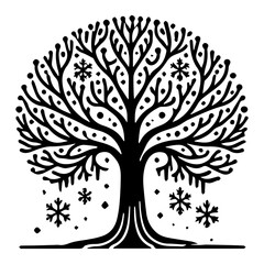 Winter Tree Silhouette Vector Illustration