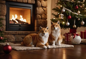 Obraz premium Stylized animal figurines in family heritage ornaments - Cozy and inviting style