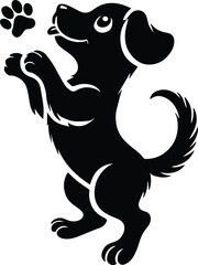 Playful dog silhouette