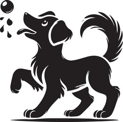 Playful dog silhouette