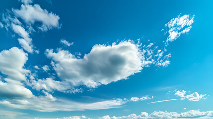 A heart-shaped cloud in a bright blue sky symbolizing love and romance.