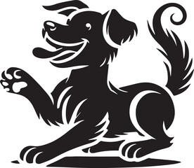 Playful dog silhouette