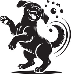 Playful dog silhouette