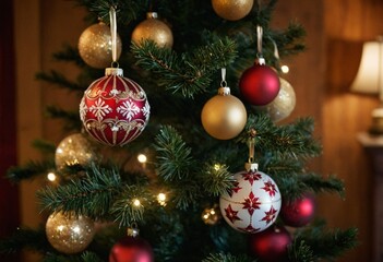 Hand-painted baubles in family heritage ornaments - Vibrant holiday spirit style