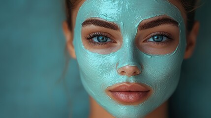 Woman applying a face mask at home for skincare, wellness, and anti-aging treatment
