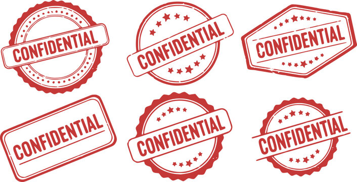 Confidential red ink rubber stamp sign symbol grunge effect vector illustration design confidential case investigation tampon classified private secret information