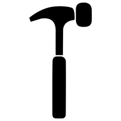 Silhouette of a hammer icon with a transparent background, symbolizing tools or construction.