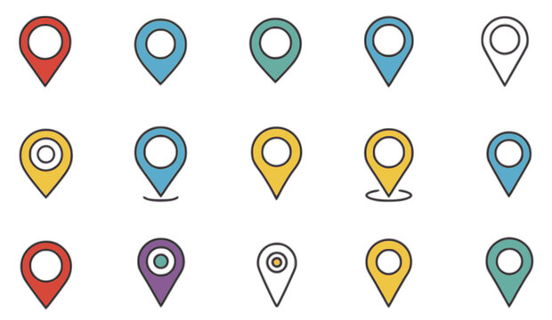 Location icon colorful icons map pointer pin sign symbol outline destination place address navigation locator