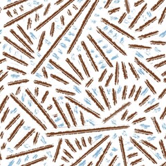 Seamless abstract geometric pattern. Simple background in blue, brown and white colors. Digital textured background. Design for textile fabrics, wrapping paper, background, wallpaper, cover.