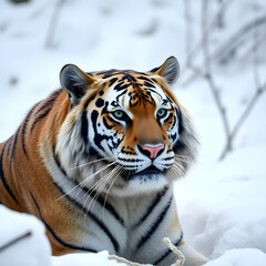 Obraz premium siberian tiger in snow