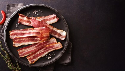 International Bacon Day Concept Tasty Bacon Background with Copy Space