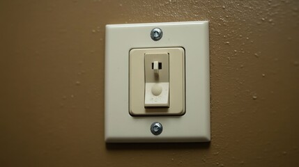 Beige wall-mounted light switch.