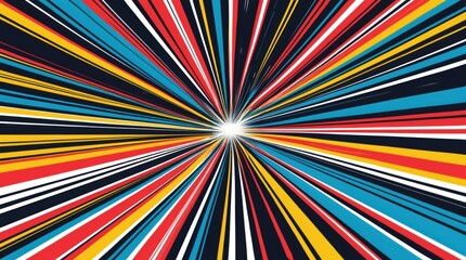 Dynamic burst of colorful lines abstract art digital background vibrant environment eye-level viewpoint