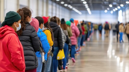 Food bank volunteers providing aid to needy individuals