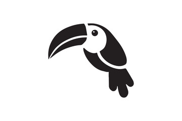 simple minimalistic toucan bird black color vector silhouette in white background