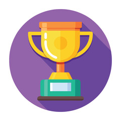 Trophy Flat Design Education Icon with Side Shadow