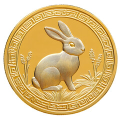 Golden rabbit coin Chinese zodiac symbol transparent