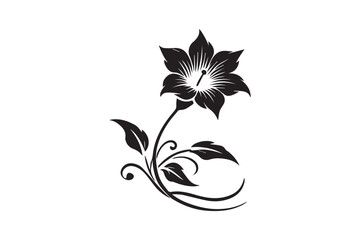 simple moonflower flower black color vector silhouette in white background