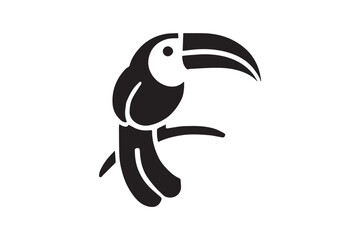 simple minimalistic toucan bird black color vector silhouette in white background © Hasan Asib