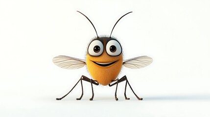 Obraz premium Cartoon mosquito stand on a white background.