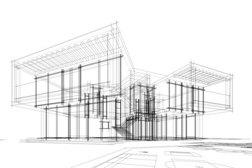 House building sketch architecture 3d rendering