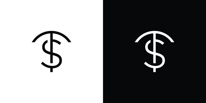 Minimalist TS Monogram Design with Stylish Typography Design on High Contrast Background