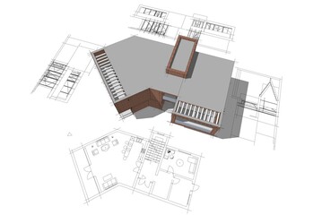 House building sketch architecture 3d rendering