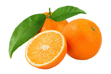 Orange fruit with half isolated on white background with full depth of field