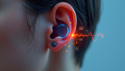 High Tech Earpiece with Holographic Assistant