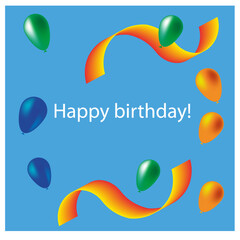 very beautiful card with colorful balloons Happy Birthday in English.