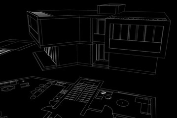 House building sketch architecture 3d rendering