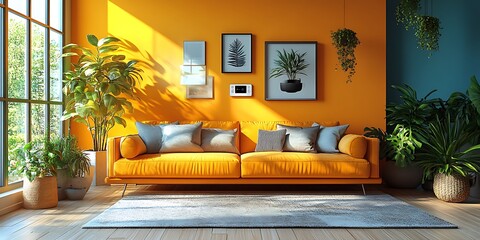 Technology Smart home with connected devices and digital icons Glowing house with symbolism	
