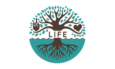 Abstract tree logo icon.Vector green tree man logo, human ecology tree logo Universal creative tree logotype. Vector tree of life symbol. human tree logo on white and dark background.