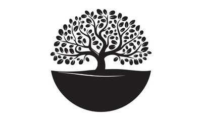 Abstract tree logo icon. Vector green tree man logo, human ecology tree logo Universal creative tree logotype. Vector tree of life symbol. human tree logo on white and dark background.