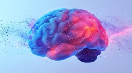 A human brain with colorful and creative art space, representing futuristic ideas, thinking, intelligent networks, anatomy, information processing, productive matter, and neuro diagrams