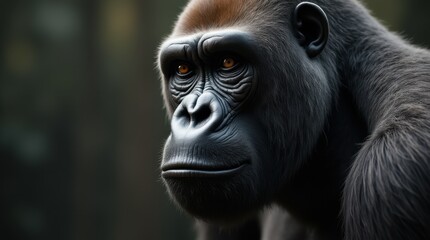 Obraz premium Hyperrealistic Close-up of a Gorilla's Rough Face