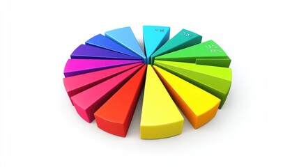 Obraz premium a bold sunburst chart clipart, data visualization element, radial layout, bright primary colors, isolated on white background