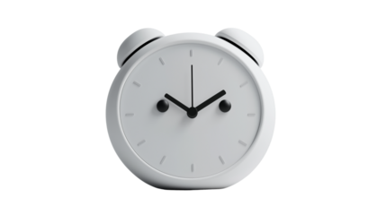  White alarm clock , isolated on Transparent PNG format Background.