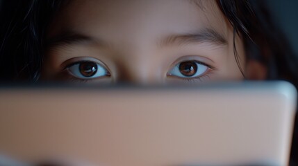 A child watches a phone / tablet screen in the dark - Dangers of the internet and social media