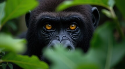 Obraz premium Intense Gaze: A Gorilla's Golden Eyes