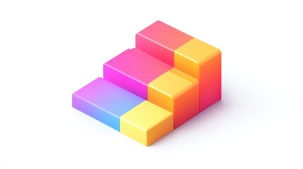 Obraz premium a colorful bar chart clipart, business graph element, 3D isometric illustration, vibrant, isolated on white background 