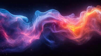 A neon wallpaper with abstract wave patterns on a black background represents banner screensavers and digital smoke designs