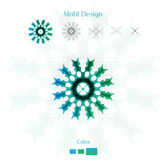 Motif design in 2 color combination 