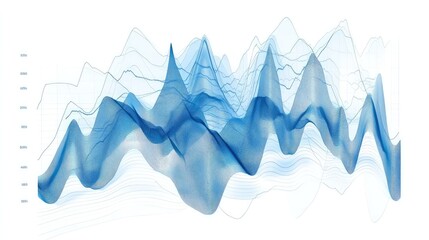 a dynamic wave graph clipart, stock market trends element, abstract design, gradient blue tones, isolated on white background