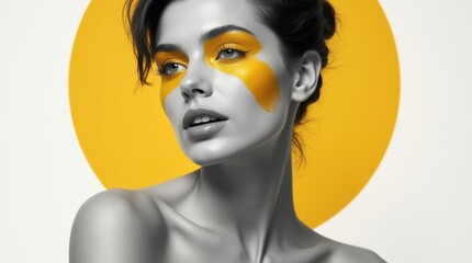 Elegant Woman with Paintbrushes in Black and White Photography