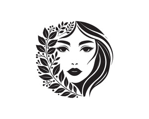 Black Color Women Beauty Face silhouette design Vector Illustration, Solid White Background 3.eps
