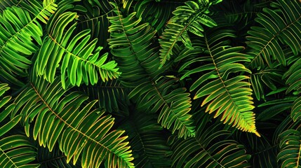 Lush Green Fern Fronds: A Tropical Botanical Image